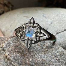 Load image into Gallery viewer, Celtic Starshine Moonstone Ring
