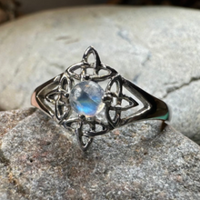 Load image into Gallery viewer, Celtic Starshine Moonstone Ring
