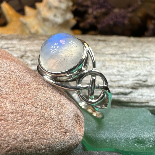 Rhianna Celtic Knot Moonstone Ring in Sterling Silver — view 9