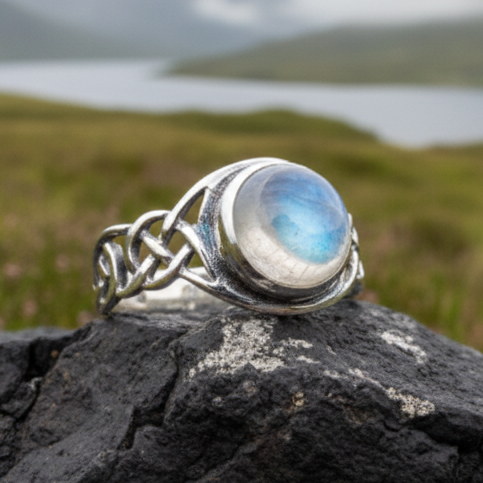 Rhianna Celtic Knot Moonstone Ring