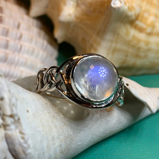 Rhianna Celtic Knot Moonstone Ring in Sterling Silver — view 6