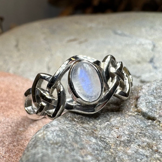 Celeste Celtic Knot Moonstone Ring in Sterling Silver — view 8