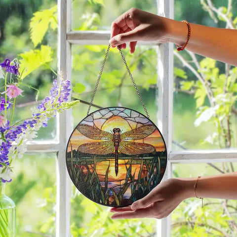 Load image into Gallery viewer, Sunset Dragonfly Suncatcher
