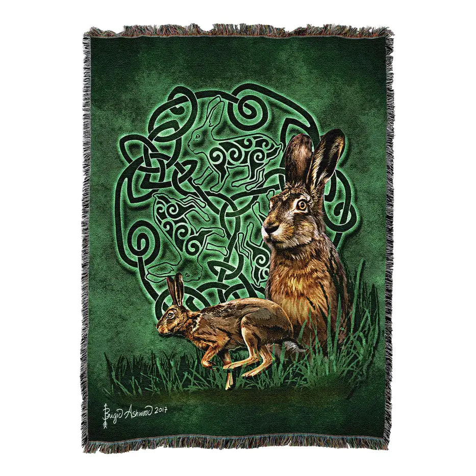 Celtic Hare Cotton Blanket - Handmade in North Carolina
