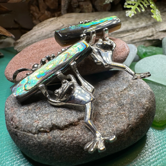 Abalone Frog Earrings — view 7