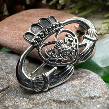 Load image into Gallery viewer, Claddagh Thistle Brooch
