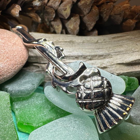 Scrolling Leaf Thistle Kilt Pin — view 5