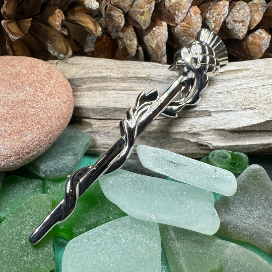 Scrolling Leaf Thistle Kilt Pin — view 8
