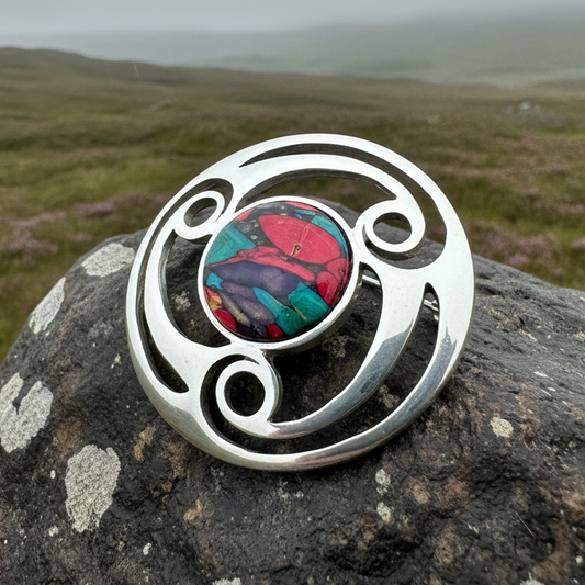 Alana Heathergems Celtic Brooch - Handmade in Scotland