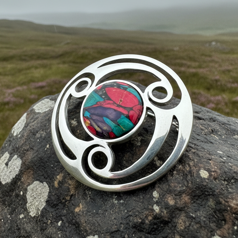Alana Heathergems Celtic Brooch - Handmade in Scotland