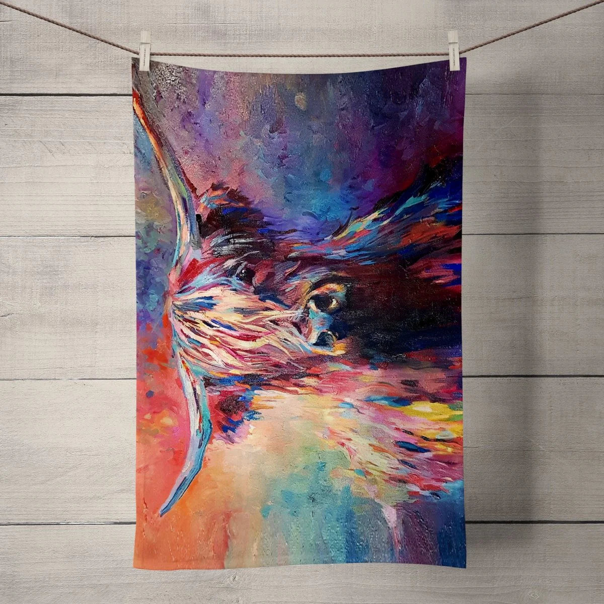 Handmade Scottish Highland Cow Lover Tea Towel - Set of Two