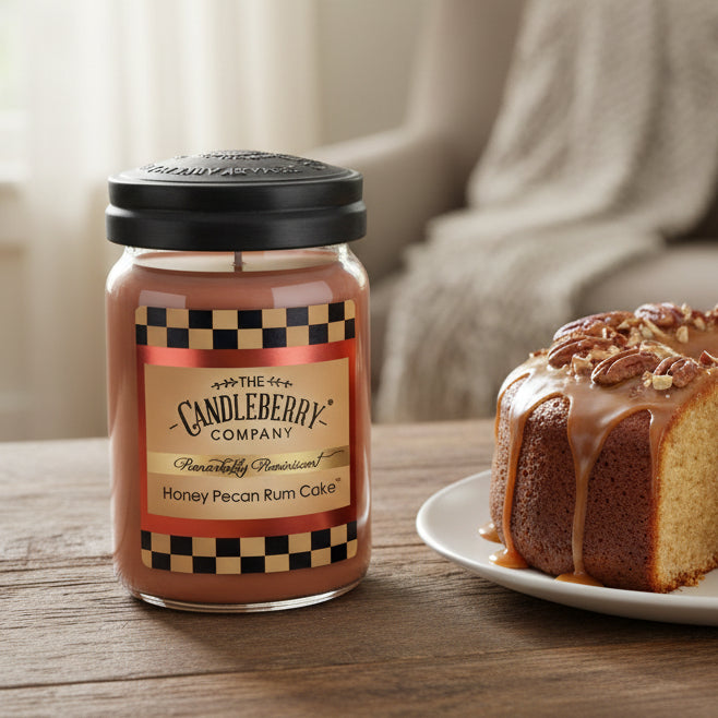 Hand-poured Honey Pecan Rum Cake Large Jar Candle - Made in the U.S.A.