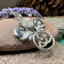 Load image into Gallery viewer, Scottish Thistle Trinity Knot Necklace
