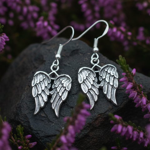 Load image into Gallery viewer, Angel Wings Earrings in Sterling Silver
