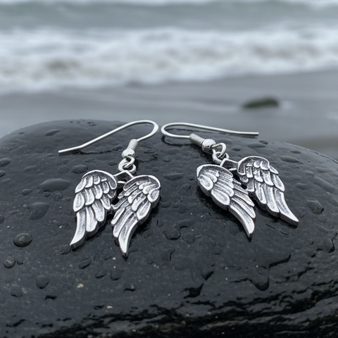 Load image into Gallery viewer, Angel Wings Earrings in Sterling Silver
