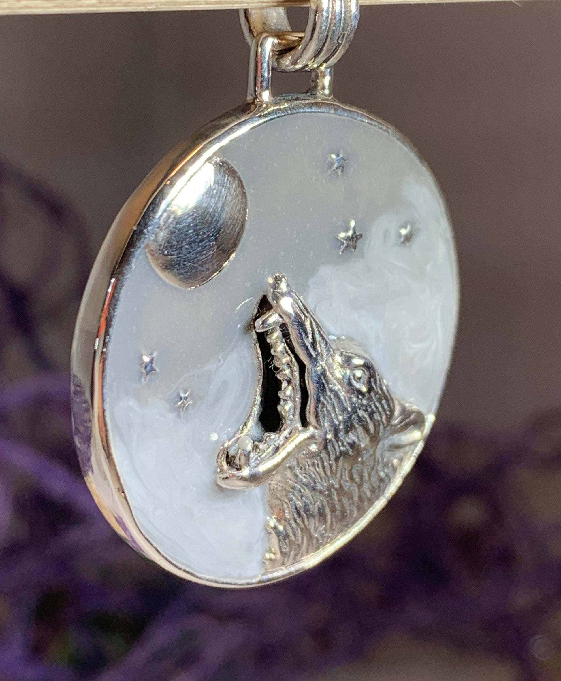 Midnight Moon Wolf Necklace