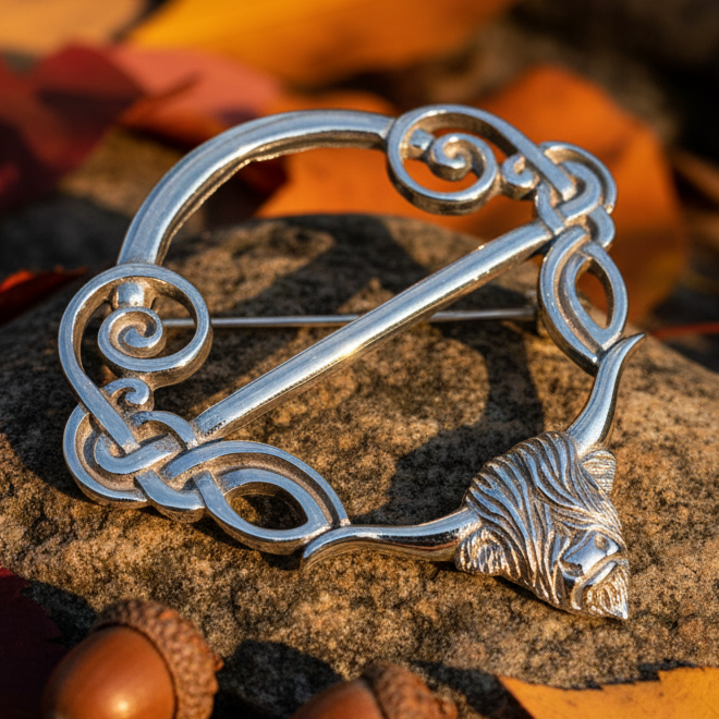 Pewter Scotland Highland Cow Scarf Ring - Handmade in England — view 7