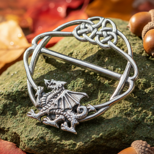Pewter Welsh Dragon Scarf Ring - Handmade in England
