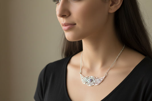 Glorious Celtic Wheel of Life Necklace in Sterling Silver — view 7