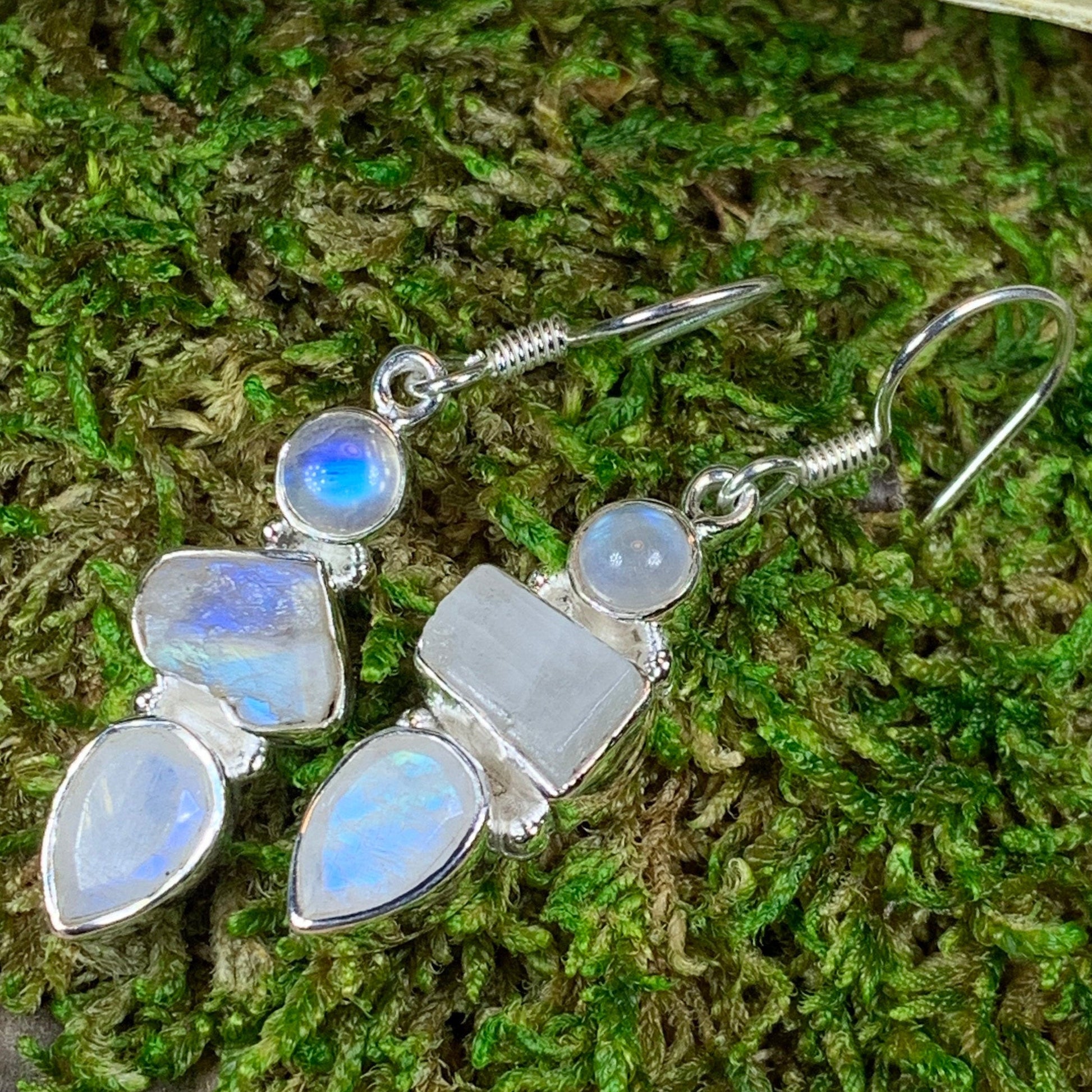 Triple Moon Earrings, Celtic Jewelry, Moonstone Jewelry, Scotland Jewelry, June Birthstone, Mom Gift, Anniversary Gift, Wife Gift, Aunt Gift