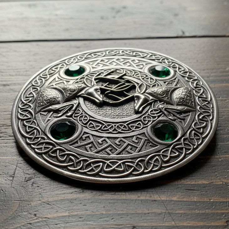 Large Celtic Fighting Stag Brooch - Handmade in Scotland