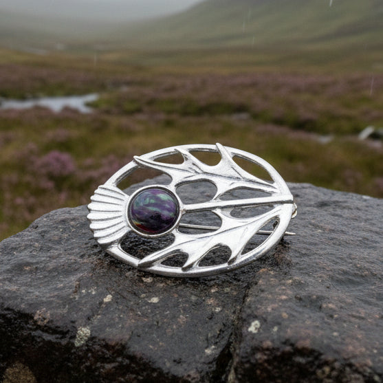 Scottish Heathergems Thistle Brooch - Handmade in Scotland — view 7