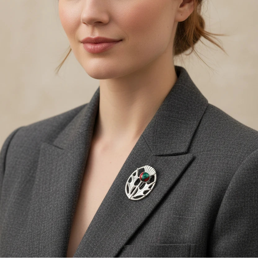 Scottish Heathergems Thistle Brooch - Handmade in Scotland