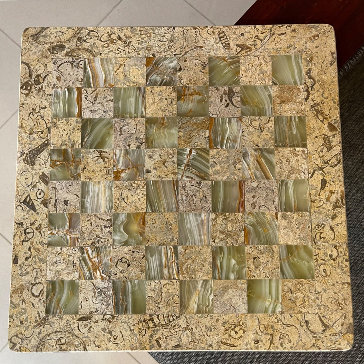 Luxury Coral Green Onyx Marble Chess Set 12 Inches - High Quality Handmade