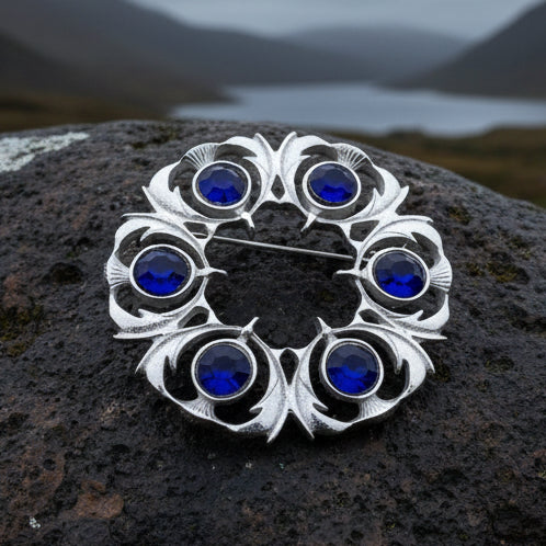 Crystal Celtic Thistle Brooch - Handmade in Scotland — view 3