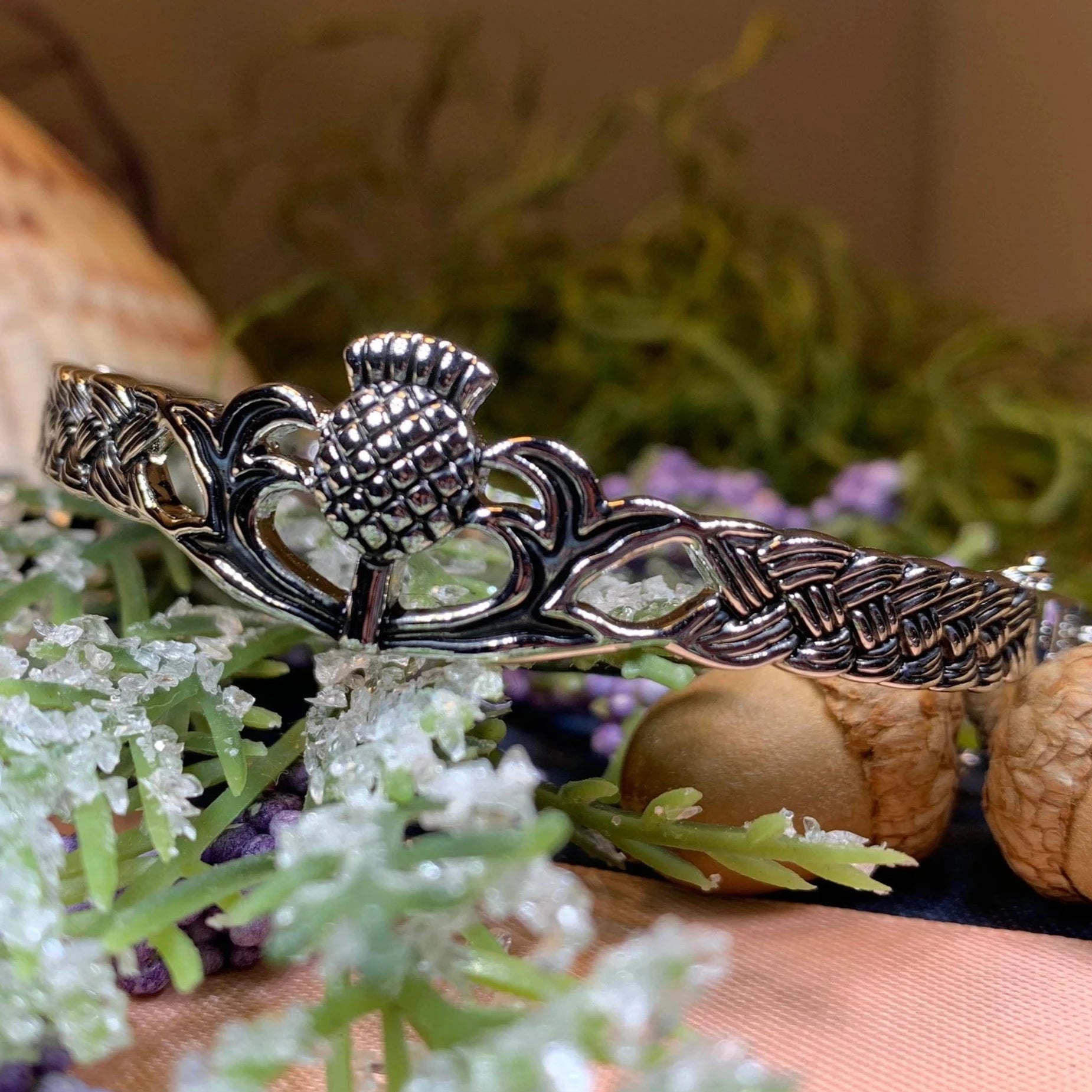 Katrine Thistle Bracelet in pewter