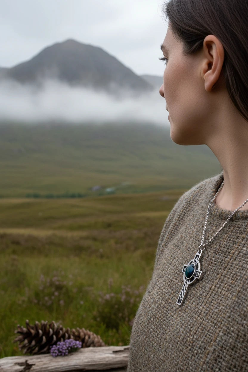 Heathergems Celtic Cross Necklace - Handmade in Scotland
