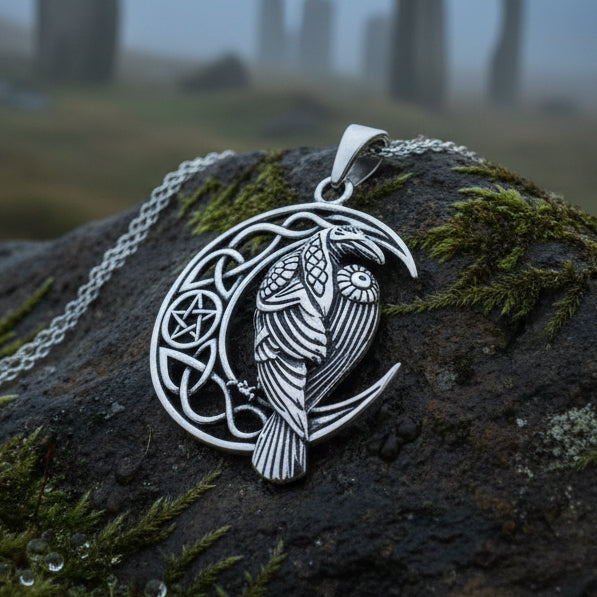 Raven Necklace, Bird Jewelry, Crow Pendant, Black Bird Pendant, Animal Jewelry, Pagan Jewelry, Nature Lover, Poe Jewelry, Gothic Jewelry
