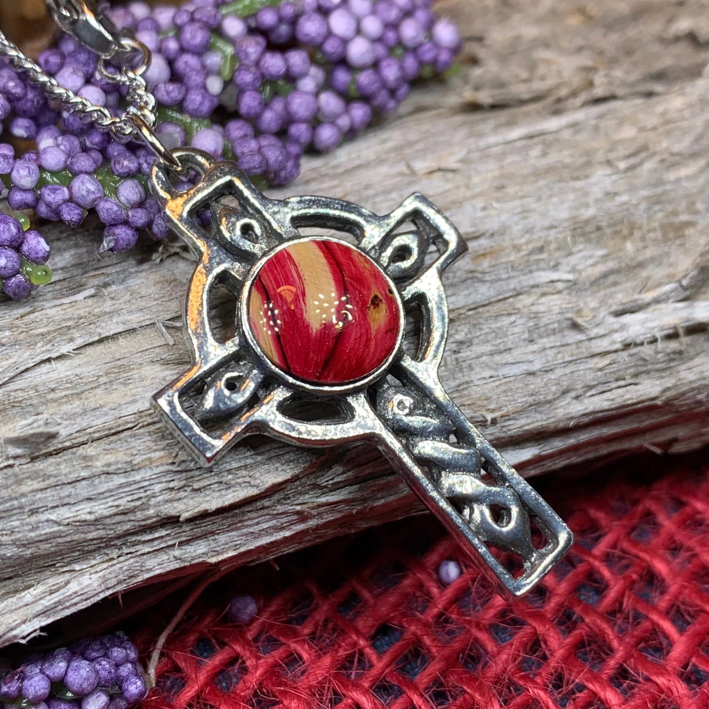 Heathergems Celtic Cross Necklace - Handmade in Scotland