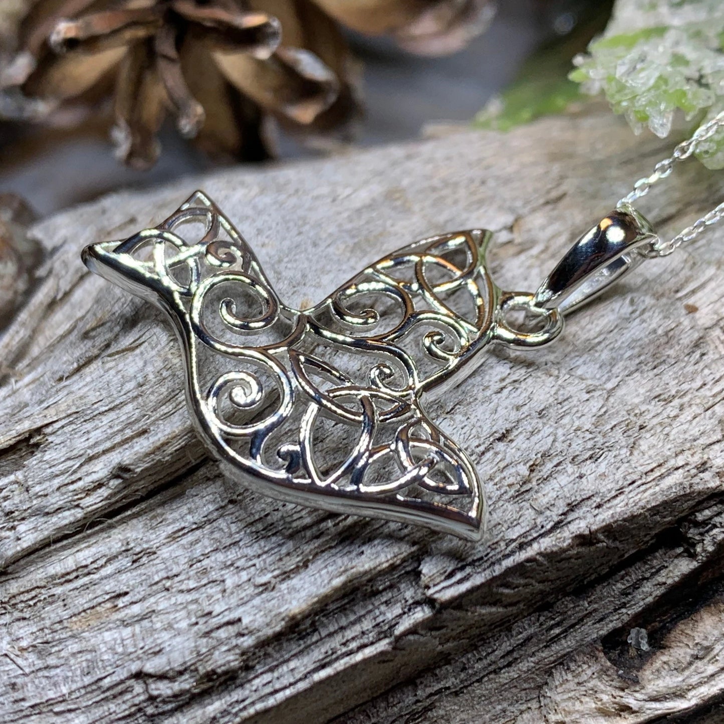 Trinity Knot Dove of Peace Necklace — view 3