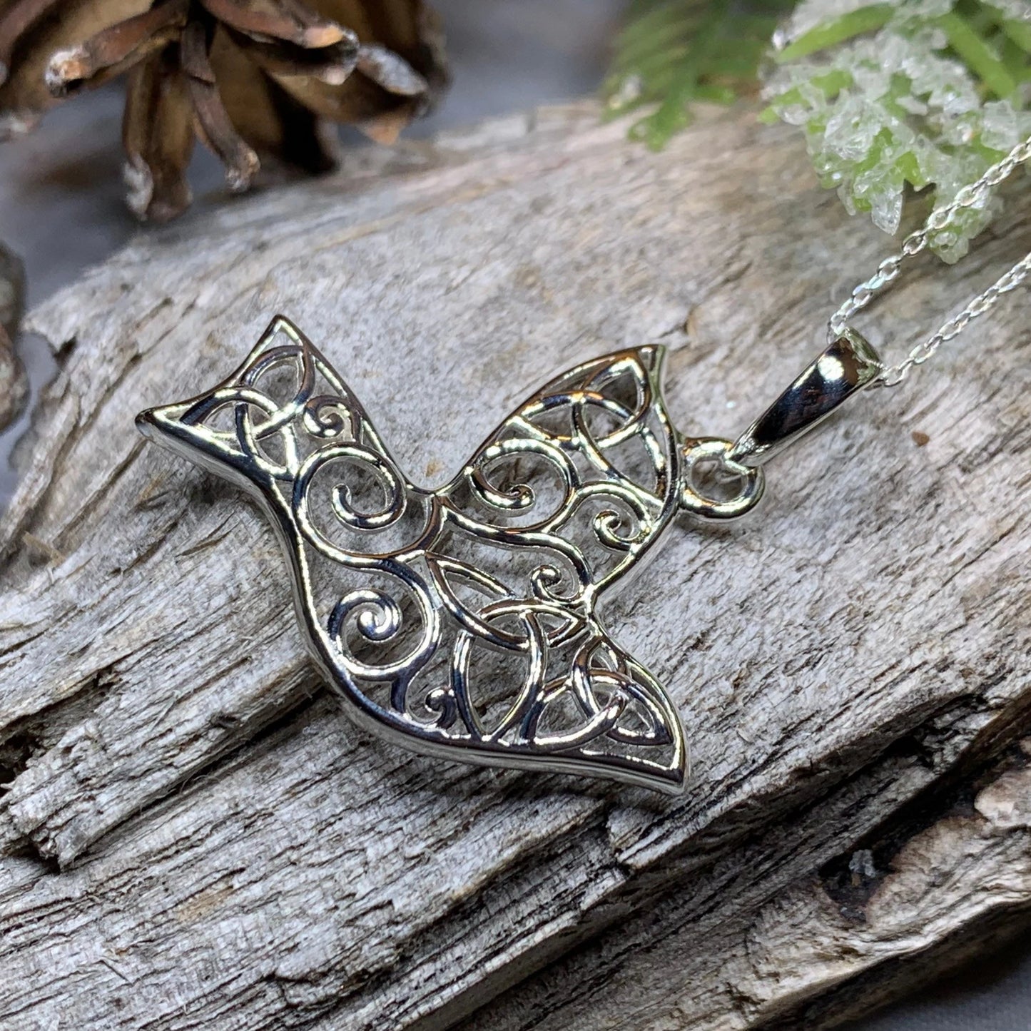 Trinity Knot Dove of Peace Necklace — view 2