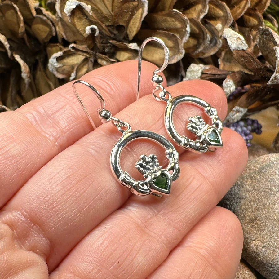Kerry Irish Claddagh Earrings in Sterling Silver