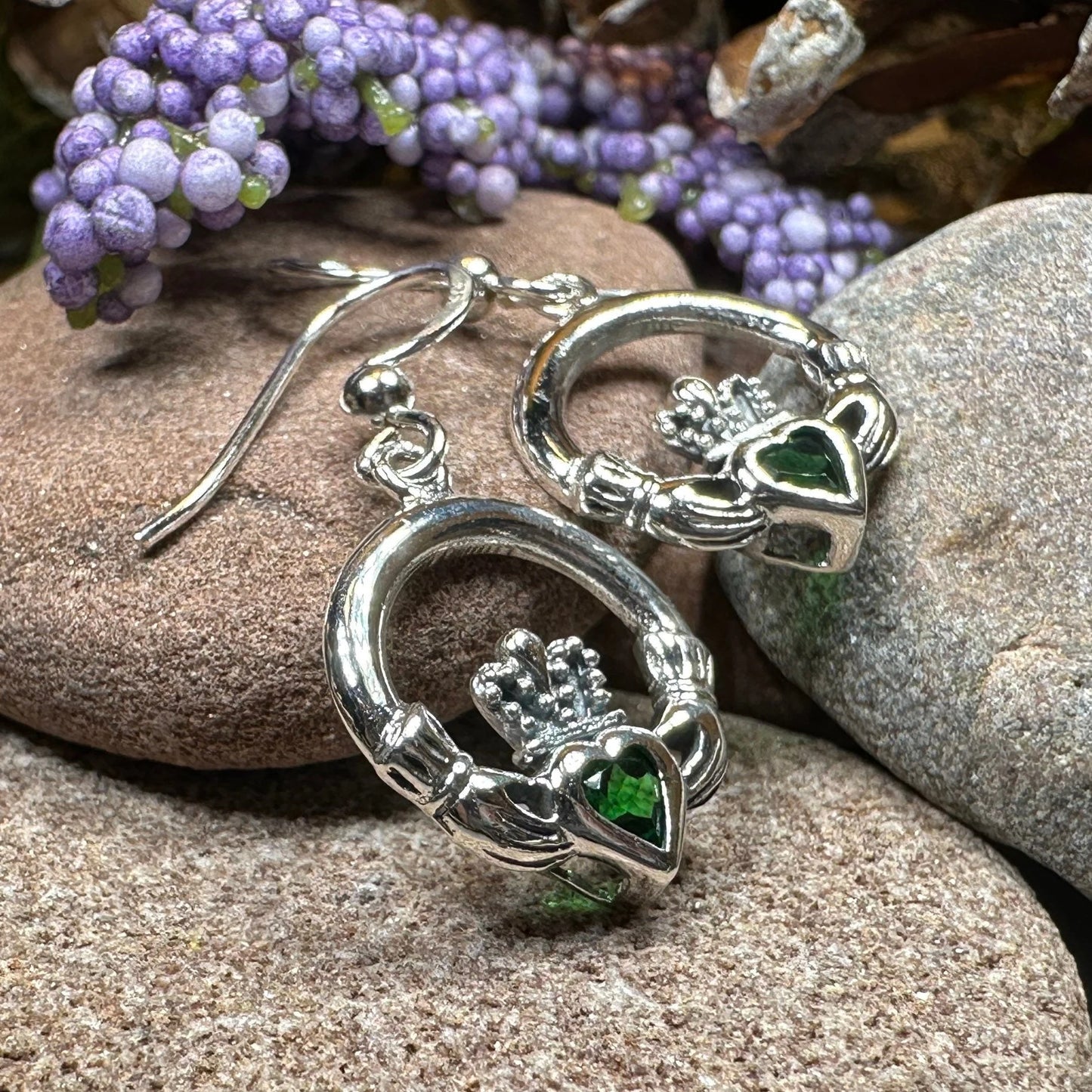Kerry Irish Claddagh Earrings in Sterling Silver