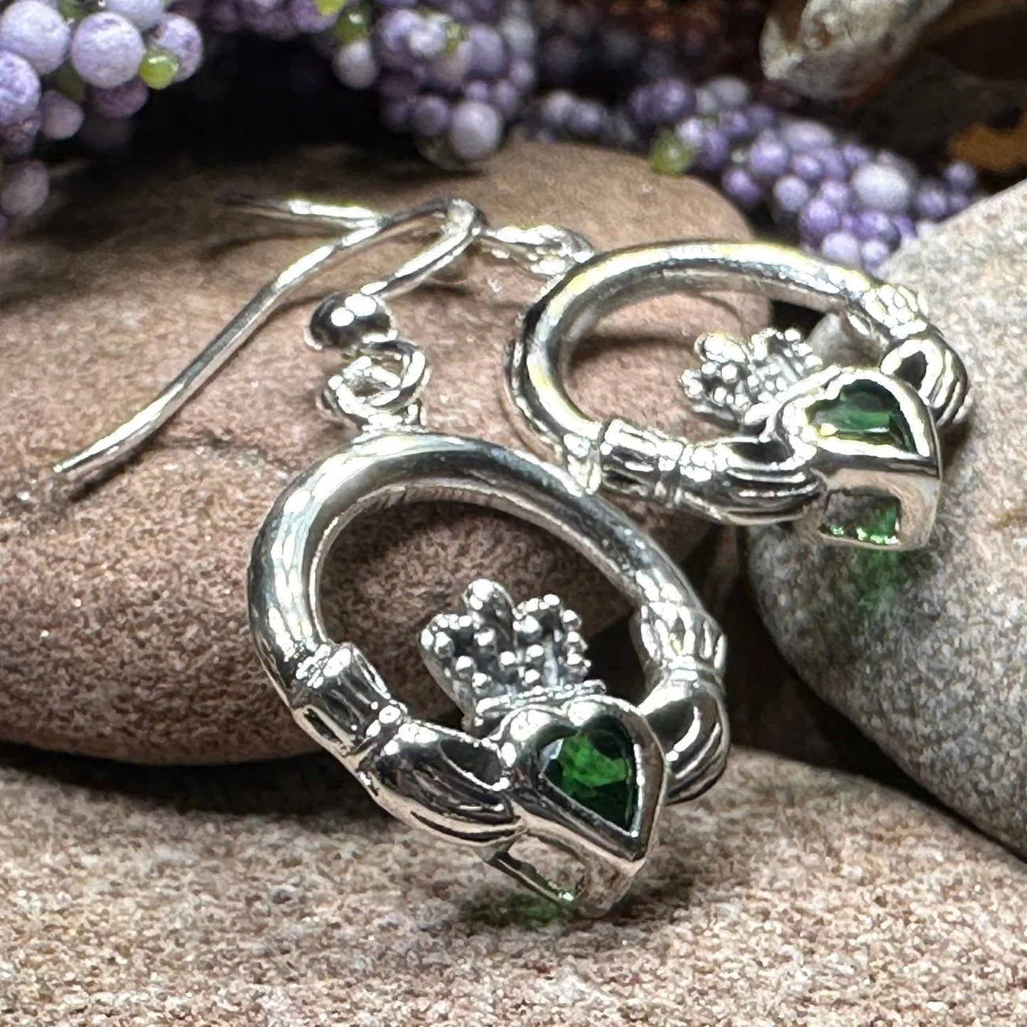 Kerry Irish Claddagh Earrings in Sterling Silver
