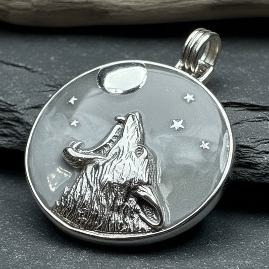 Midnight Moon Wolf Necklace