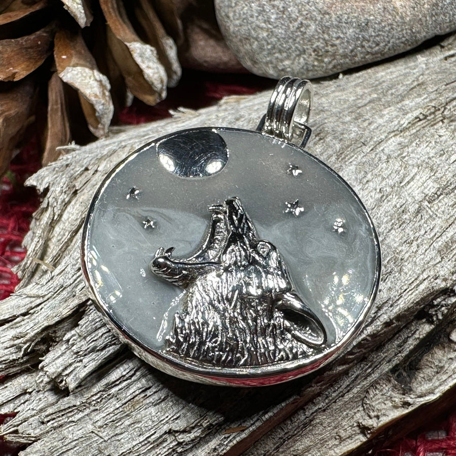 Midnight Moon Wolf Necklace