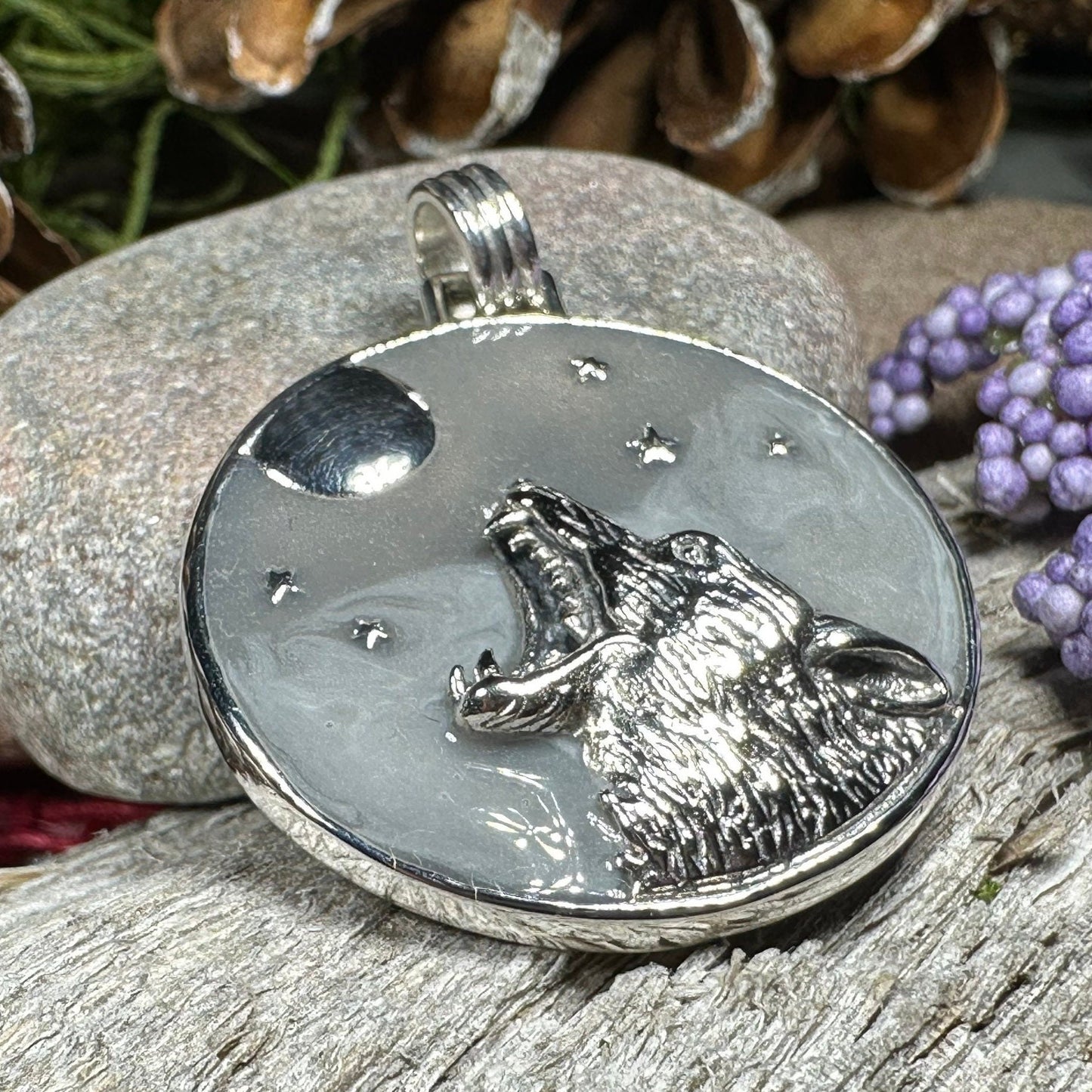 Midnight Moon Wolf Necklace