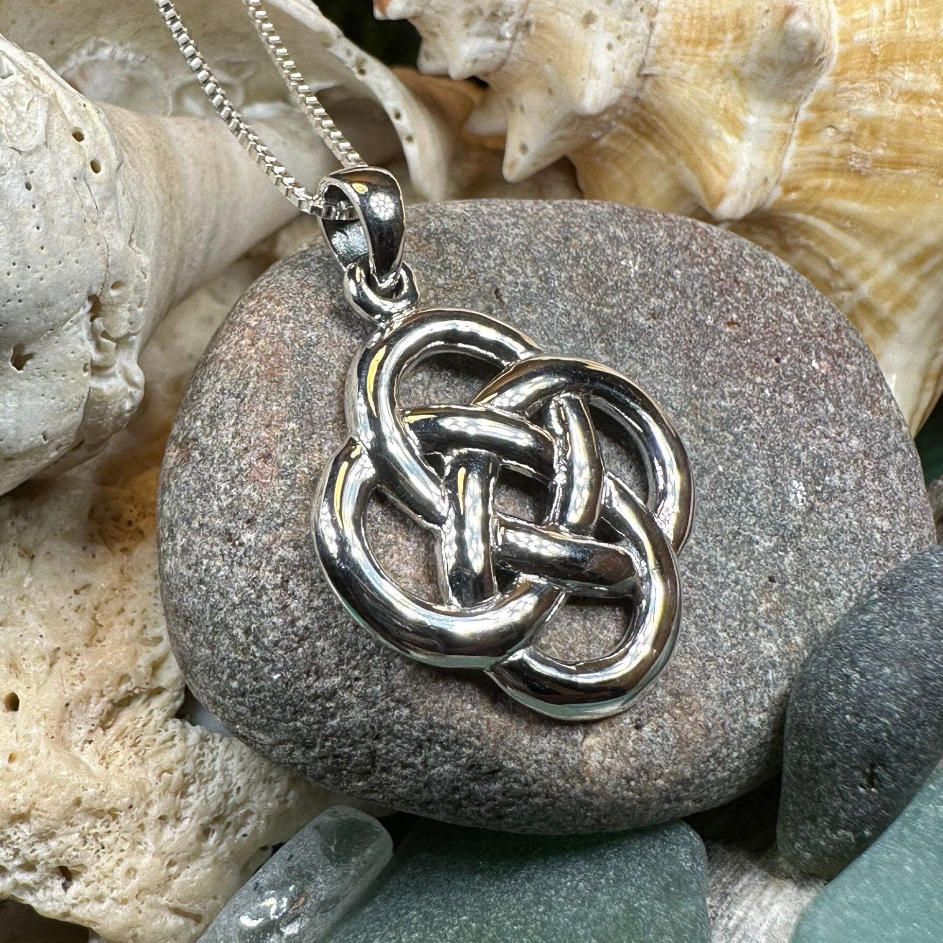 Large Celtic Dara Knot Necklace in Sterling Silver — view 3