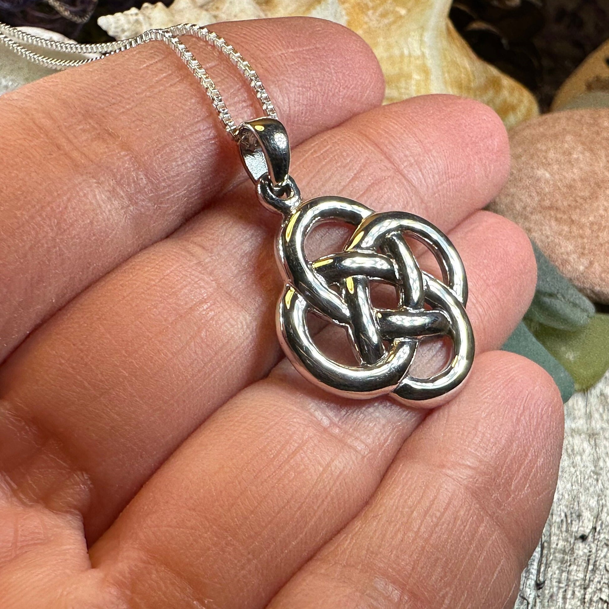 Large Celtic Dara Knot Necklace in Sterling Silver — view 4