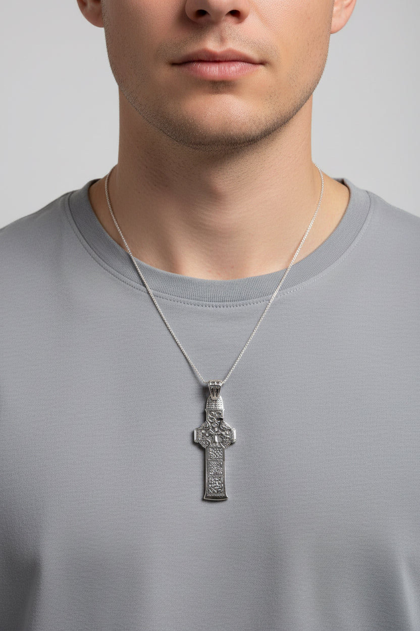 Celtic Cross Necklace, Cross Necklace, Celtic Jewelry, Anniversary Gift, First Communion Gift, Large Irish Cross, Durrow Cross, Ireland Gift