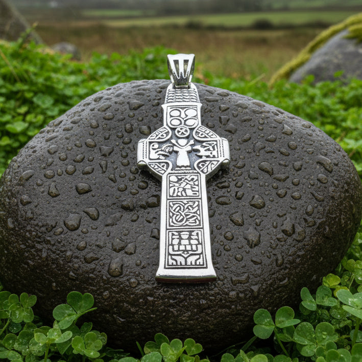 Celtic Cross Necklace, Cross Necklace, Celtic Jewelry, Anniversary Gift, First Communion Gift, Large Irish Cross, Durrow Cross, Ireland Gift