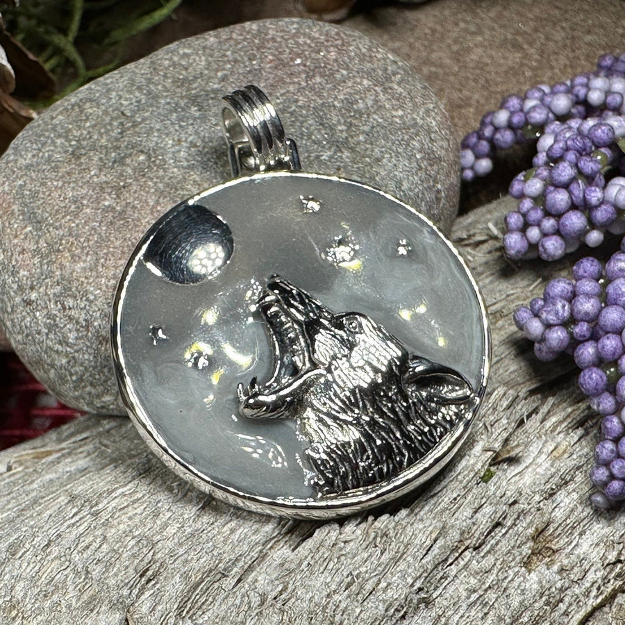 Midnight Moon Wolf Necklace