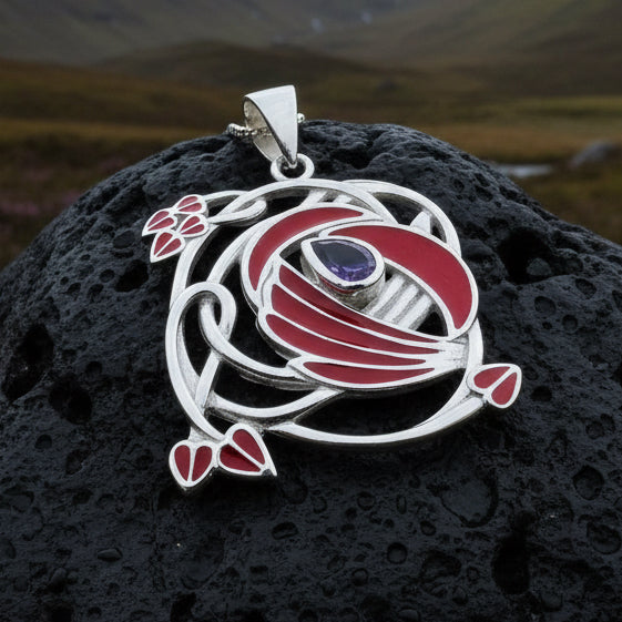 Mackintosh Necklace, Scotland Jewelry, Celtic Pendant, Rose Jewelry, Art Deco Pendant, Anniversary Gift, Scottish Necklace, Wife Gift
