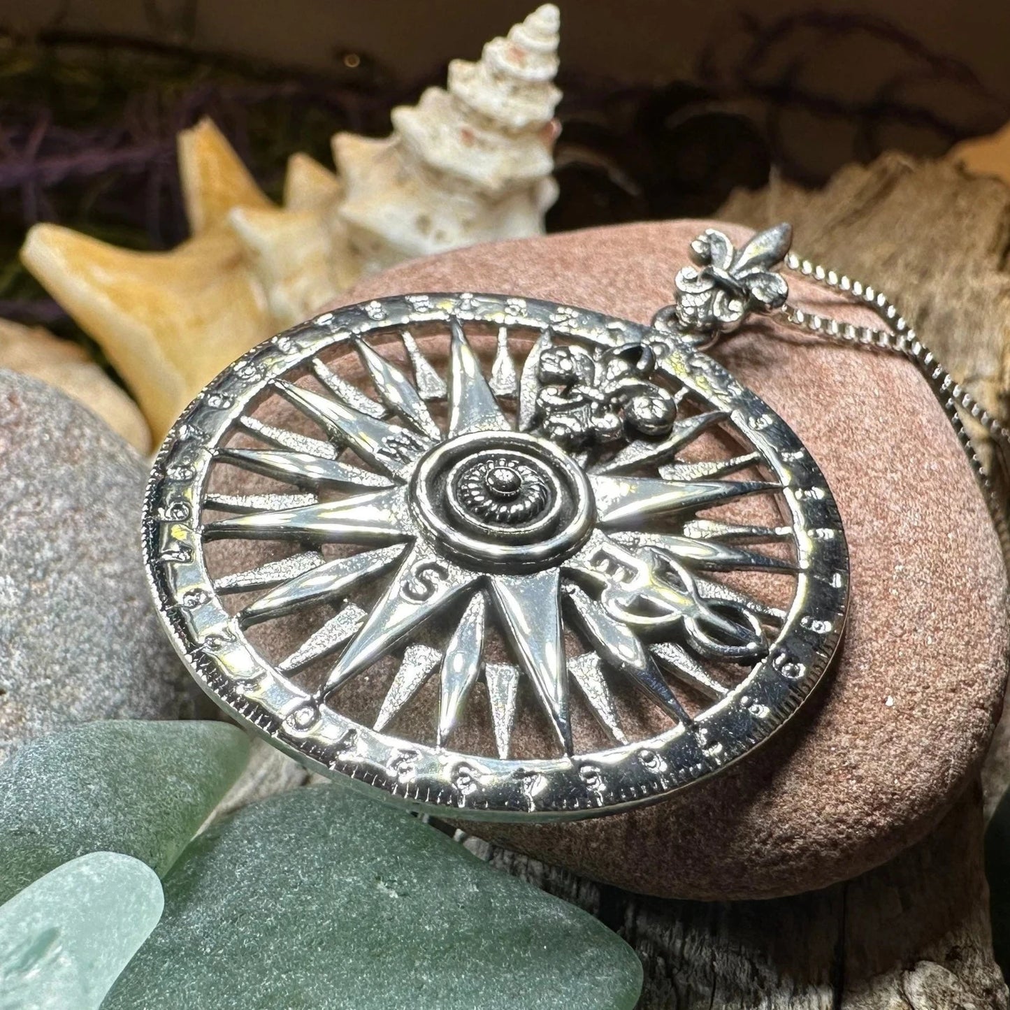 Wonderful Journey Compass Necklace in Sterling Silver