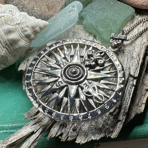 Load image into Gallery viewer, Wonderful Journey Compass Necklace in Sterling Silver
