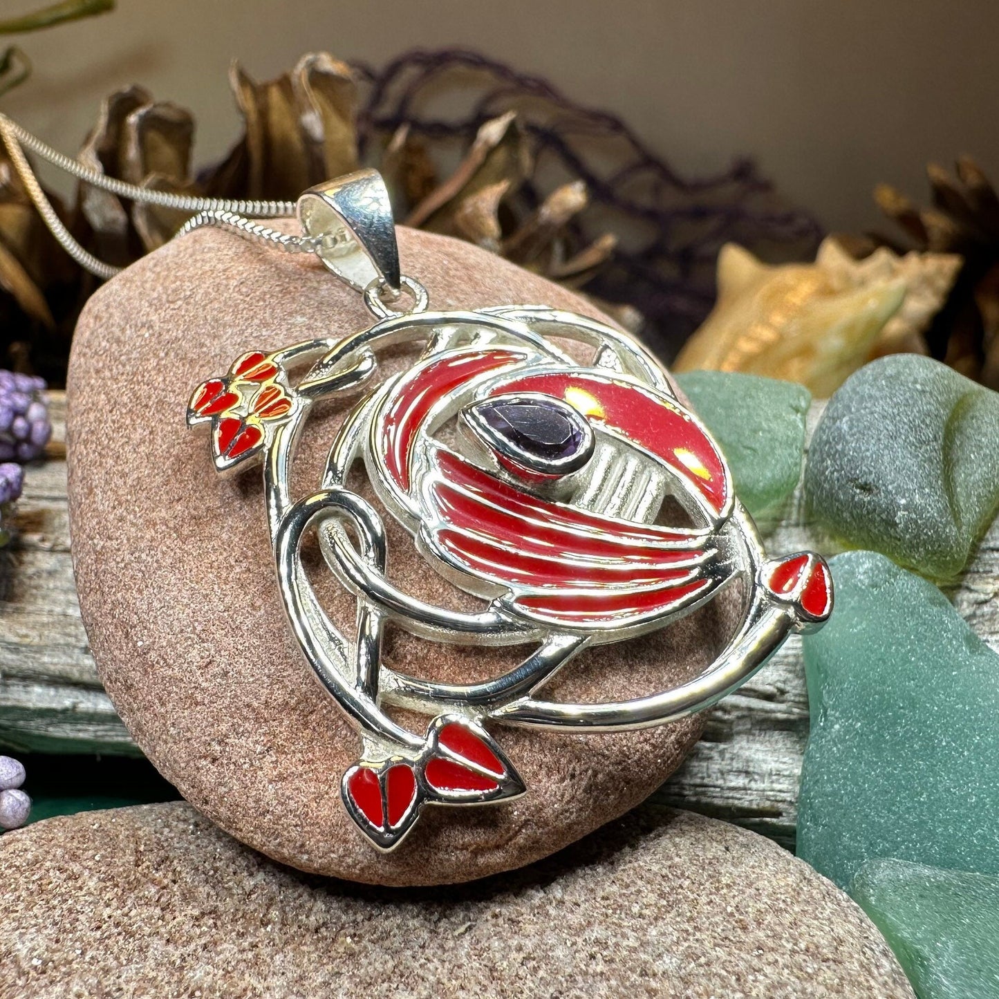 Mackintosh Necklace, Scotland Jewelry, Celtic Pendant, Rose Jewelry, Art Deco Pendant, Anniversary Gift, Scottish Necklace, Wife Gift